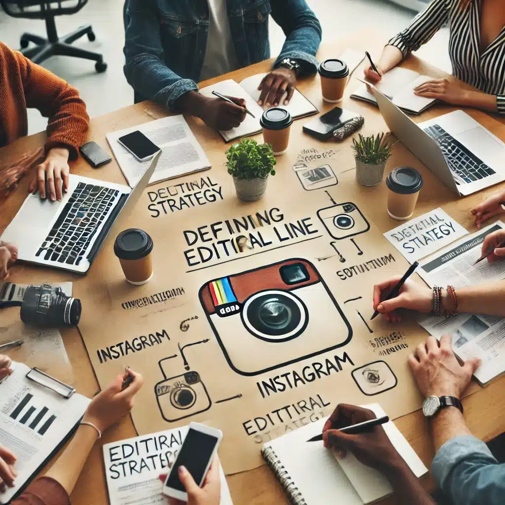 Réunion stratégie éditoriale réseaux sociaux.