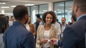 Rencontre professionnelle en groupe dans un bureau moderne.