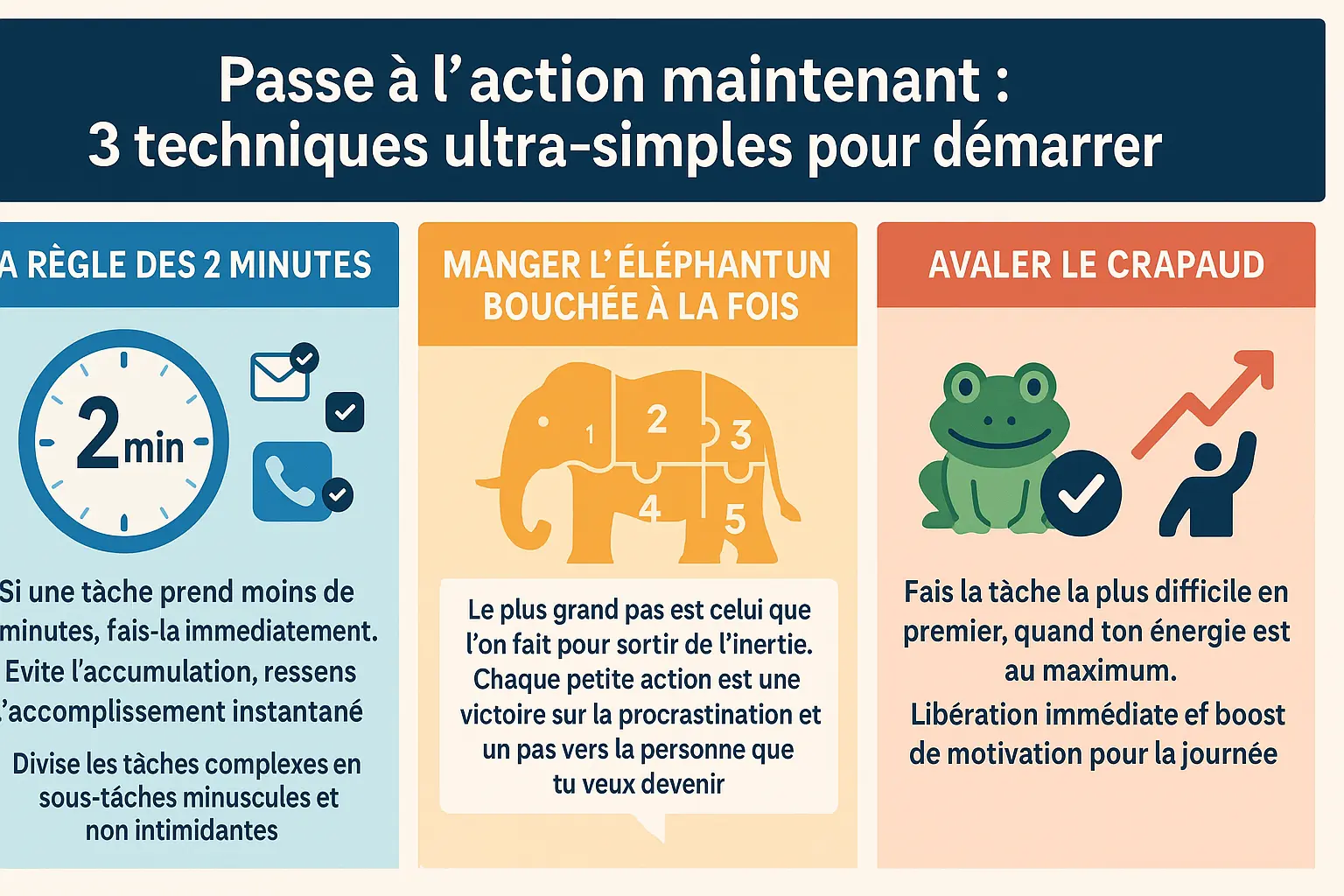 Illustration montrant une personne divisant une grosse tâche en petites étapes