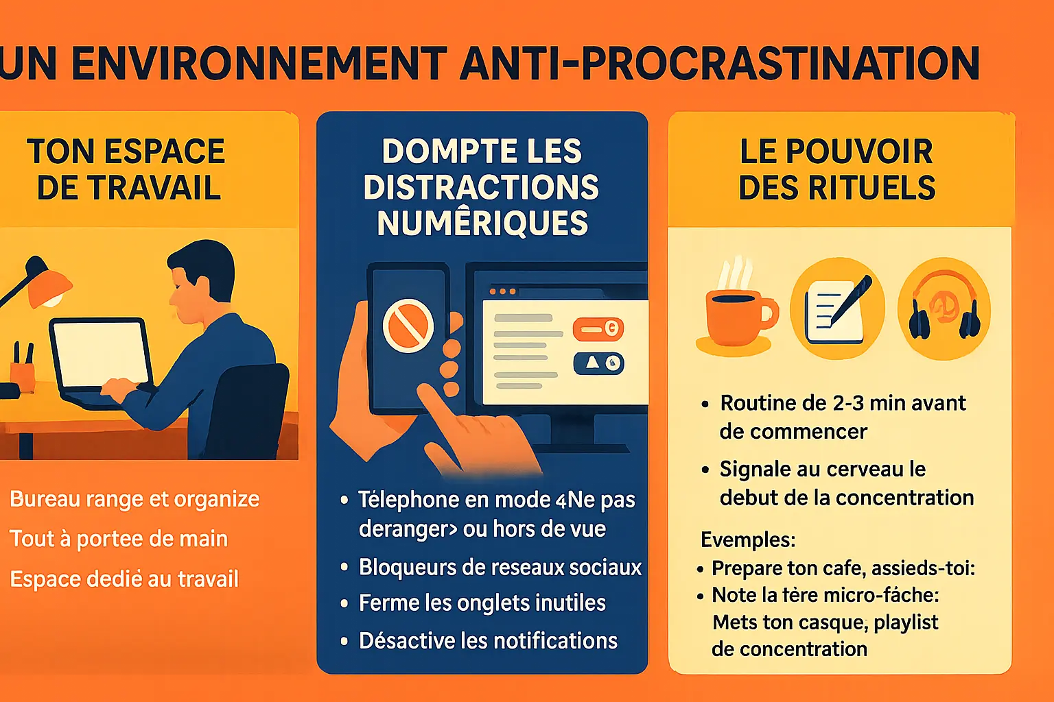 Organisation d'un espace de travail zen pour maximiser la concentration