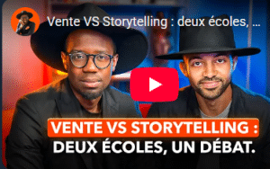 Deux personnes discutant de vente et storytelling.